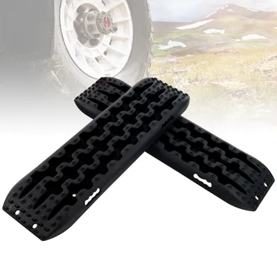 Produktbild von GOPLUS 2 x Sandbleche Anfahrhilfe, Recovery Board Offroad Tracks max. 10T Last, Traktionshilfe Traktionsmatte Auto bei Schnee,107 × 31 × 7 cm, Schwarz