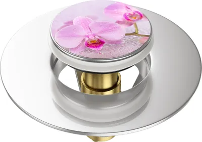 Produktbild von SANILO® Pop-Up Waschbeckenstöpsel, universal Pop Up Abflussstopfen mit Motiv - Blooming