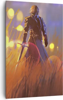 Produktbild von Bild auf Leinwand - Leinwandbild - Einteilig - Krieger Schwert - 80x120cm - Wand Bild - Wanddeko - Wandbilder - Leinwanddruck - Kunstdruck - Wanddekoration - Leinwand bilder - Wandbild - PA80x120-3819