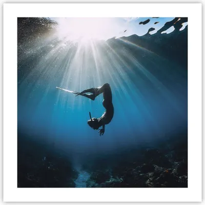 Produktbild von Poster - Poster ohne Rahmen - Flossen Boden Taucher - 50x50 cm - Wand Bild - Wanddeko - Wandbilder - Kunstposter - Wandposter - Bilder - Kunstdruck - Wanddekoration - Wandbild - P2XAC50x50-5097