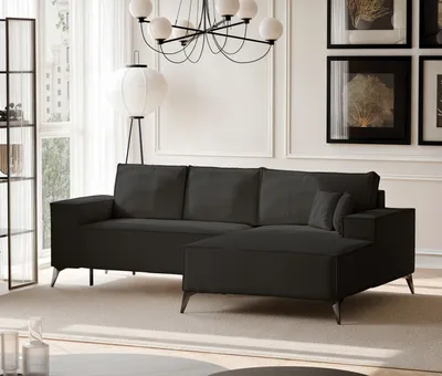 Produktbild von IDOHOME-Polsterecksofa OTIS mit Schlaffunktion und Bettkasten 294 cm Graphit Rechtsseitige Polsterecke Wohnlandschaft 144x244 cm Monolith 97
