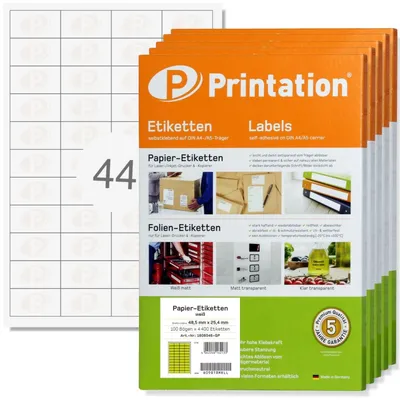 Etiketten 48,5x25,4 mm, 22000 Stück, weiß, bedruckbar, A4