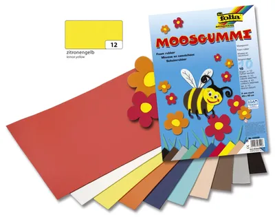 Produktbild von folia® Moosgummi, 2 mm, 29 × 40 cm, zitronengelb