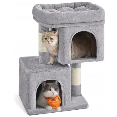 Produktbild von Kratzbaum für Katzen 67 cm, Katzenbaum mit Höhle, Liegeplatz und Spielzeug, 3 Ebenen