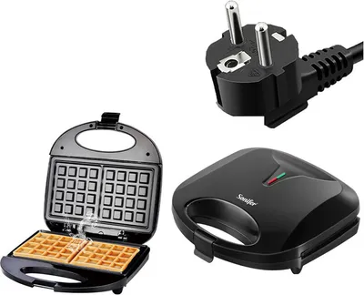 Image de Sandwich Maker Gaufrier avec revêtement antiadhésif amovible Thermostat Témoin lumineux Cool Touch Poignée facile à nettoyer