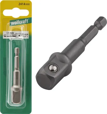 Produktbild von Wolfcraft 2414000 Socket bit adapter 1/2 inch Drive (screwdriver) 1/4 (6.3 mm) 72 mm 1 pc(s)