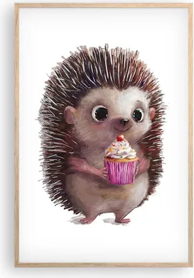 Produktbild von Gerahmtes Poster - Rahmen in heller Eiche - Igel Cupcake Kinder - 61x91,5 cm - Wand Bild - Wanddeko - Wandbilder - Kunstposter - Wandposter - Bilderrahmen - Bilder - Kunstdruck - P2NPA61x91-4769