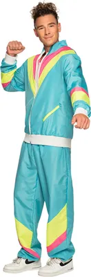 A man wearing a retro tracksuit.