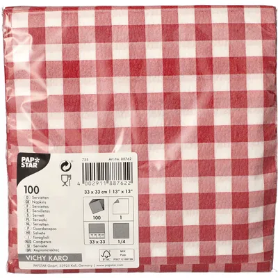 Zdjęcie produktu dla PAPSTAR 88762 PAPSTAR Motiv-Servietten "Vichy Karo", 330 x 330 mm