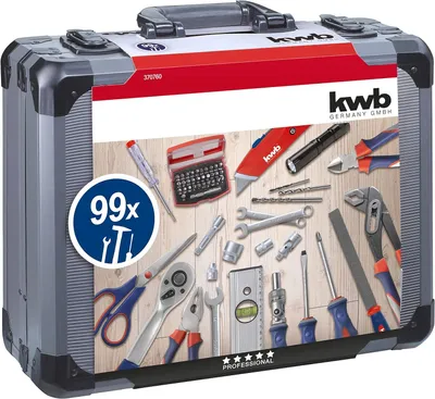 Produktbild von kwb Werkzeug Koffer inkl. 99-tlg. hochwertigem Werkzeug-Set, gefüllt, robust und hochwertig