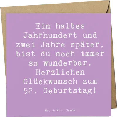 Produktbild von Mr. & Mrs. Panda Klappkarte Spruch 52. Geburtstag - Lavendeltraum - Geschenk, faltkarte, doppelkarte, liebevoll handgefertigt, herzlichen Glückwunsch, Geburtstagsgeschenk