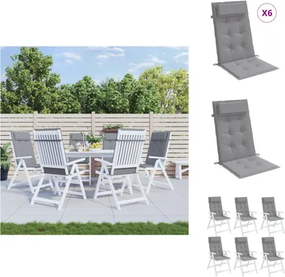 Immagine prodotto di vidaXL Cuscini per sedia con schienale alto 6 pz. Tessuto Oxford grigio - Cuscino di seduta