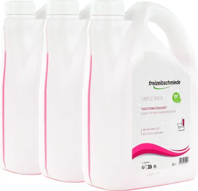 Produktbild von 3x Freizeitschmiede Simple Rinse Toiletten Zusatz für Spülbehälter 2L Spülwasserzusatz Campingtoilette Sanitärflüssigkeit Frischwasserzusatz