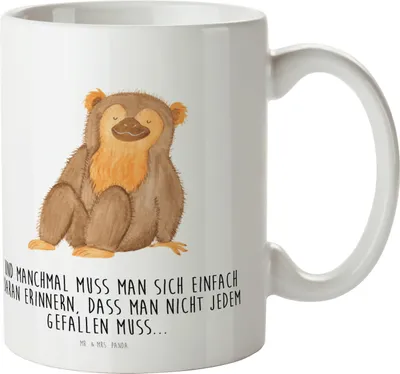 Produktbild von Mr. & Mrs. Panda Pott Affe - Weiß - Geschenk, Trinklernbecher, Campingbecher, Afrika, Camping Tasse, Plastikbecher, Affen, Selbstachtung, Motivation, Liebe, Respekt