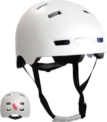 Produktbild von Skater-Fahrradhelm mit Front- und Rücklicht | Matt Weiß M 54-57cm | EN1078
