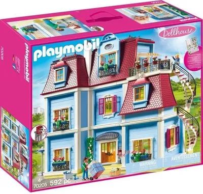 The image shows the retail packaging of a Playmobil dollhouse.