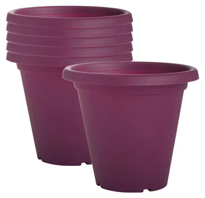 Image de Pot de fleurs en plastique, 19 cm, lot de 6, résistant aux intempéries, pour l'extérieur