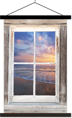 Produktbild von MuchoWow® Textilposter Aussicht - Strand - Meer 120x180 cm mit schwarzem Rahmen - Fotos
