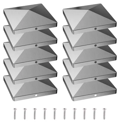 Zdjęcie produktu dla Nasadki na słupki 8 x 8 cm, stal nierdzewna, 10 sztuk, kapturki na zewnątrz