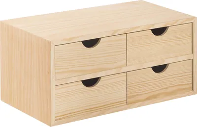 Image de Mini-caisse de rangement en pin brut avec tiroirs