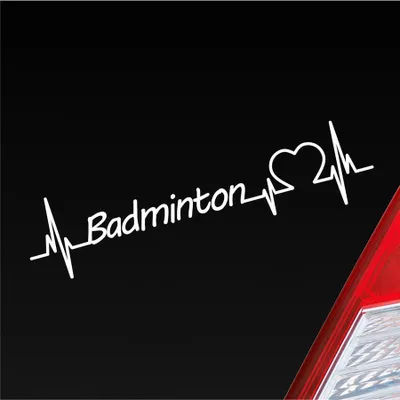 Produktbild von Auto Aufkleber Badminton Herzschlag Ballsport Team Feder Sport Liebe 19x5 cm Weiss Matt Sticker Heckscheibenaufkleber