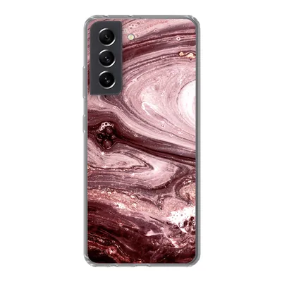 Produktbild von MuchoWow® Handyhülle Schutzhülle Hülle für Samsung Galaxy S21 FE Marmor - Gold - Rosa Silikon Softcase Handy Hülle - Mobiltelefonhülle