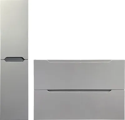 Zdjęcie produktu dla Wisząca szafka pod umywalkę z pojedynczą umywalką i wysoką szafką łazienkową - 80 cm - Szary - STEFANIE
