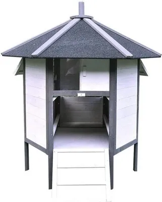Zdjęcie produktu dla Klatka dla zwierząt z wybiegiem i budką lęgową - Do użytku zewnętrznego - 131 x 125 cm - Szara