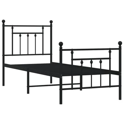 Produktbild von vidaXL Bettgestell mit Kopf- und Fußteil Metall Schwarz 75x190 cm
