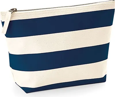 Produktbild von Westford Mill W684 | Kulturbeutel Nautical Accessory Bag, 19 x 18 x 9 cm - Farbe: Natural/Navy - Größe: 19 x 18 x 9 cm