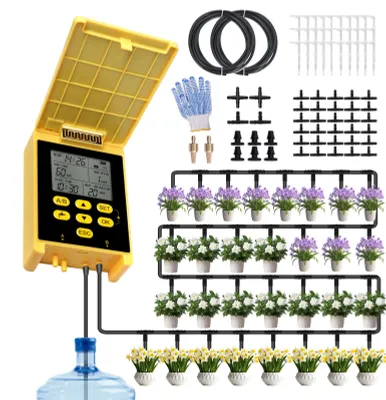 Produktbild von Solar-Tropfbewässerungssystem für 20 Topfpflanzen, mit Doppelpumpe, Regensensor, Kindersicherung, 2 Gruppen, automatisches Bewaesserungssystem
