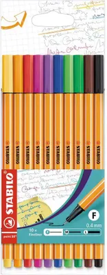 Produktbild von Stabilo Fineliner Stifte Set - 10 Farben - point 88 Etui