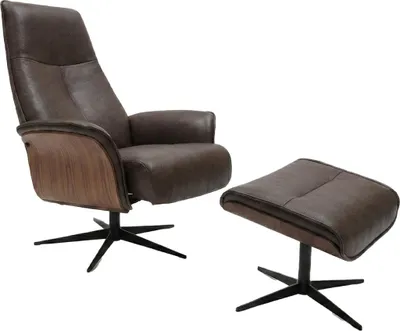 Produktbild von KAWOLA Relaxsessel FERREIRA Drehsessel Lederfaserstoff anthrazit mit Hocker