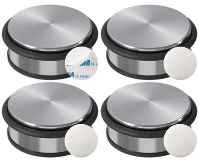 Produktbild von WELLGRO Türstopper Edelstahl Set 1,2 kg + Wandtürstopper für Boden & Wand – moderner Türfeststeller & door stopper, Schutz für Tür, Wand & Klinke, robust & langlebig, Stückzahl:4 Stück