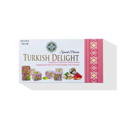 Produktbild von Meşhur Safranbolu Lokumcusu Turkish Delight Granatapfel mit Pistazien 160 g - Lokum mit Kokosraspeln