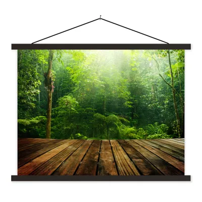Produktbild von MuchoWow® Textilposter Boden - Holz - Dschungel - Jungen - Mädchen - Kinder - Kind 150x113 cm mit schwarzem Rahmen - Wohnzimmer