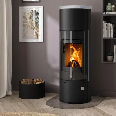Produktbild von Oranier Arena W+ 2.0 Kaminofen Stahl Schwarz mit Abdeckplatte Speckstein