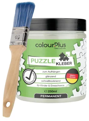 Produktbild von colourPlus Puzzlekleber 250 ml – Puzzle Conserver zum Aufhängen, trocknet transparent & glänzend, ergiebig für ca. 5 Puzzles à 400 Teile