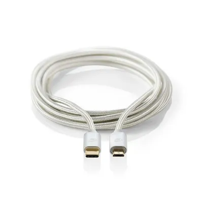 Produktbild von Nedis USB-Kabel - USB 2.0 - USB-C Stecker - USB Micro-B Stecker - 10 W - 480 Mbps - Vergoldet - 2.00 m - Rund - Geflochten / Nylon - Aluminium - Verpackung mit Sichtfenster