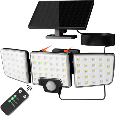 Imagen del producto de Lámparas solares Lepro con sensor de movimiento, luces solares para exteriores, focos LED solares para exteriores, con control remoto, 2 en 1, separables e integrables, con 2 modos de luz, IP65, para jardín, garaje, iluminación solar