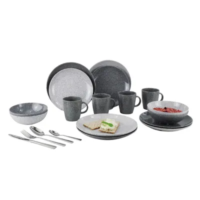 Produktbild von Geschirrset 16tlg - 'CLASSIC LINE GRANITE' - bruchfestes Melamin - für 4 Personen