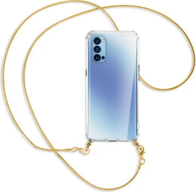 Produktbild von Handykette Backcover-Schutzhülle mit Band (Metall goldfarben) für Oppo Reno5 4G/5G - goldfarbene Kette Snake