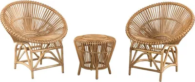 Produktbild von Casa Padrino Luxus Bambus Gartenmöbel Set Naturfarben - 2 Bambus Garten Stühle & 1 Bambus Garten Tisch - Garten Möbel - Bambus Möbel - Luxus Möbel