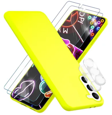 Zdjęcie produktu dla Neonowe silikonowe etui do Samsung Galaxy S23, 2x ochrona wyświetlacza i aparatu, żółte