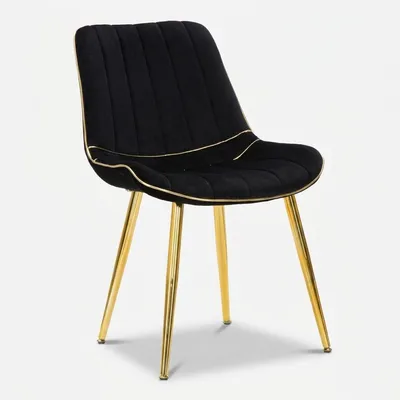Produktbild von Set aus 2 Paris Glam Stühlen in Schwarz und Gold – Polsterstuhl mit goldfarbenem Metallgestell, Maße 51 x 59 x 79 cm – Designerstuhl