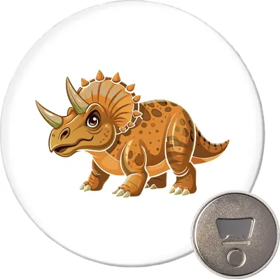 Produktbild von Huuraa Magnet Triceratops Dinosaurier 59mm Kühlschrankmagnet rund Flaschenöffner Geschenkidee