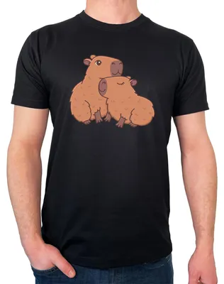 Produktbild von Huuraa Herren T-Shirt Capybara Paar Comic L Black Bio Baumwolle Fairtrade Herrenshirt Geschenkidee