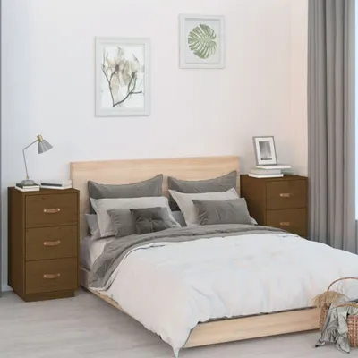 Obrázek produktu pro vidaXL Noční stolky 2 ks. Medově hnědé 40x40x75 cm z masivního borovicového dřeva