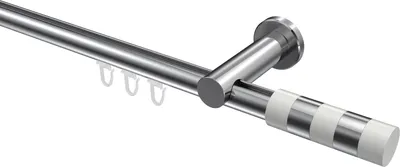 Produktbild von Interdeco Innenlaufstange / Gardinenstange mit Innenlauf Chrom, Typ Platon Mavell (Zylinder Bicolor), 20 mm Ø 1-läufig, 240 cm