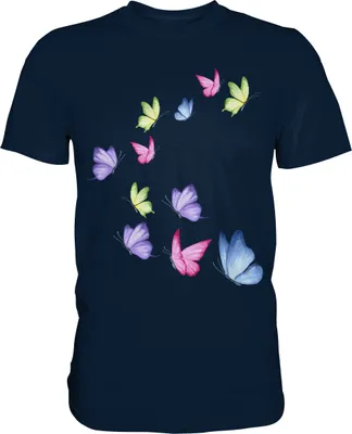Produktbild von Bunte Schmetterlinge T-Shirt – Navy / M